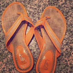 Orange Woven Ann Taylor Loft Flip Flops